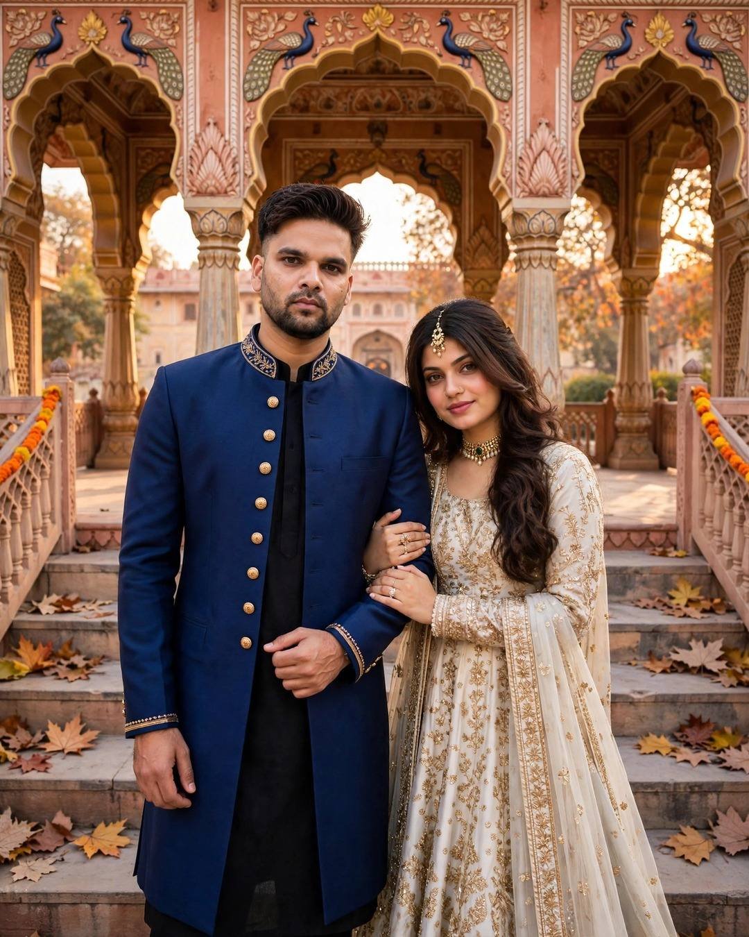 AI-generated couple look: Royal Palace Shoot — with the AI prompt