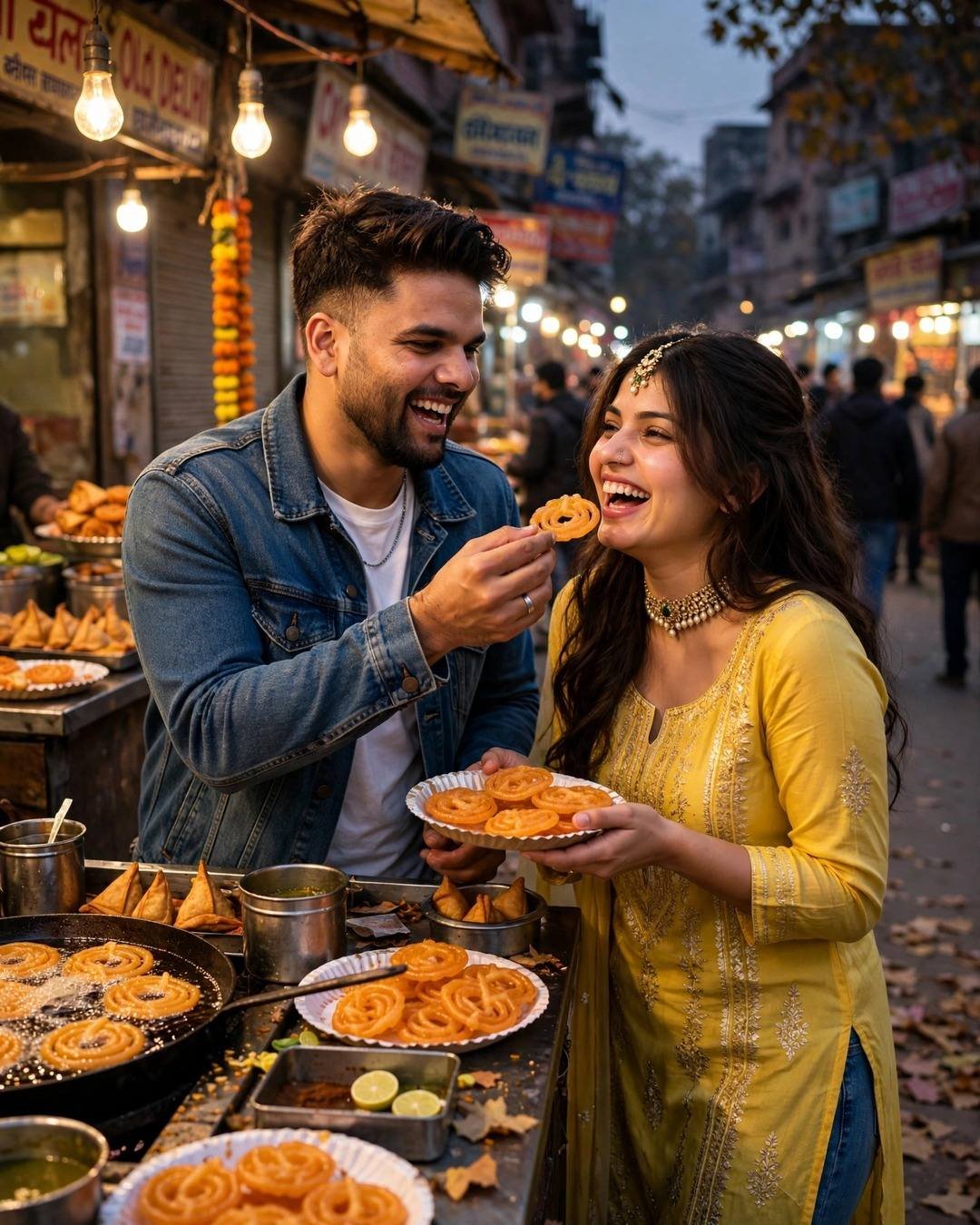AI-generated couple look: Street Food Date — with the AI prompt