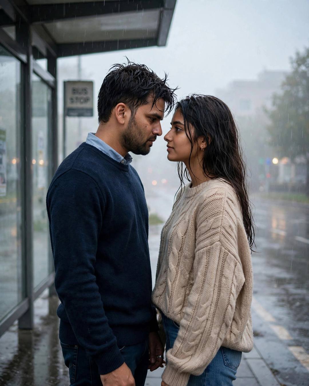 Cinematic AI photo: Sharing one ice cream, two spoons (First Love)