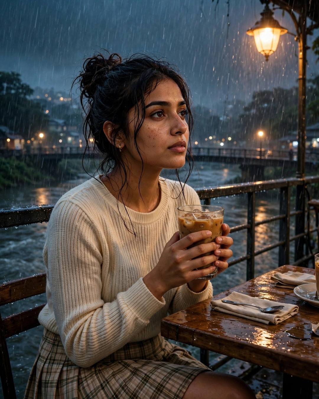 A candle lit at dusk on the — cinematic AI portrait, waiting for someone mood